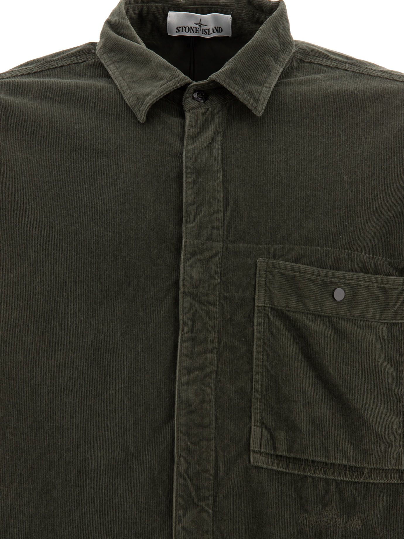 STONE ISLAND Green Corduroy shirt